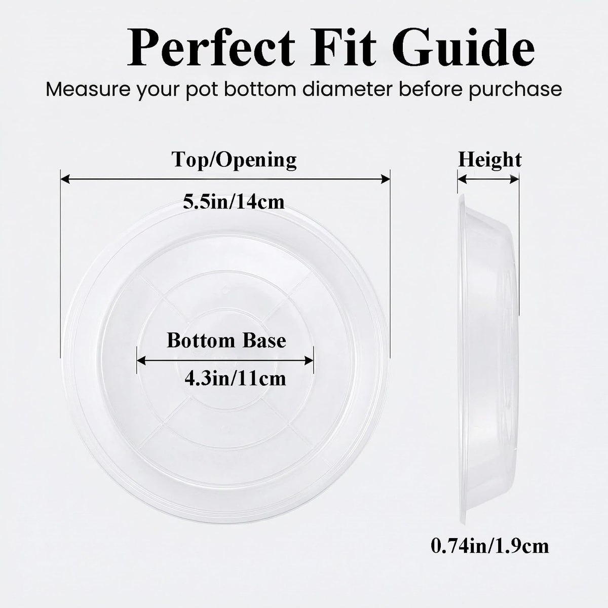 Tulpeed 50 Pack Clear Plant Saucer 5 Inches Plant Trays for Pots Plastic Round Drip Trays Flower Pot Saucers Black Planter Water Tray Plant Drainage Tray