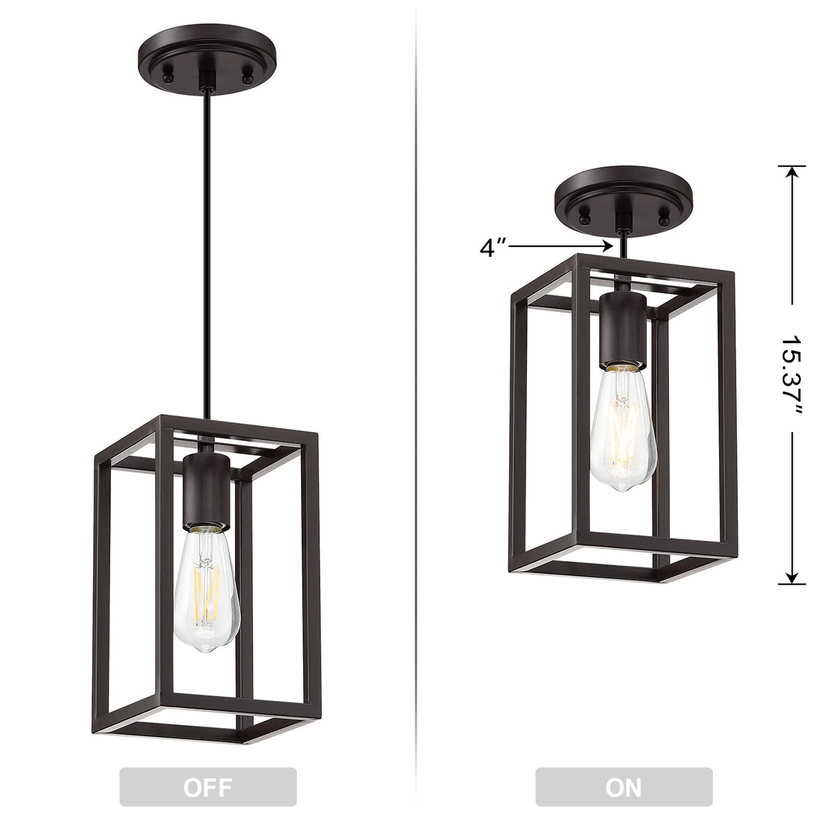 Dolaimy House 3 Pack Rustic Farmhouse Pendant Light, Metal Cage, Oil-Rubbed Bronze Finish, Model 3142CD102