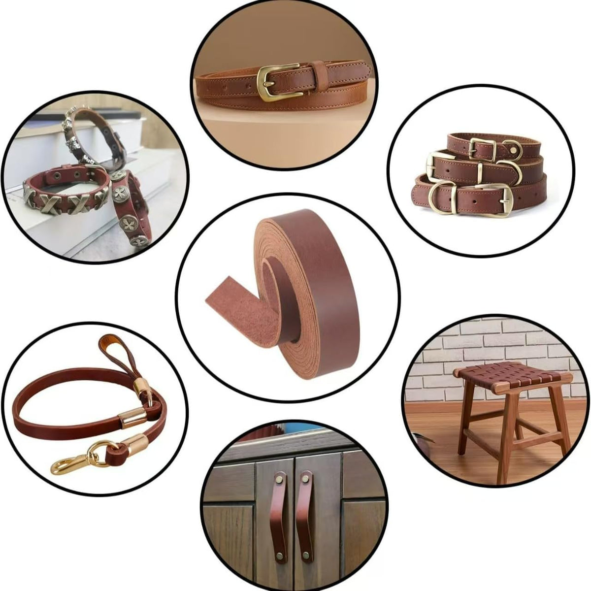 Premium Leather Strap, Brown Genuine Leather Strips, Heavy-Duty Leather Strip 4-5 Millimeters Thick (10-12.5 Ounces), Full Grain Leather Strips for Crafts (Brown 2.36"× 72")