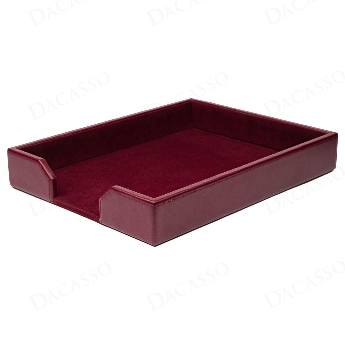 Dacasso Burgundy Bonded Leather Luxury Letter Tray Holder & Paper Organizer for Desk - Executive Desk Decor & Office Organization Essential