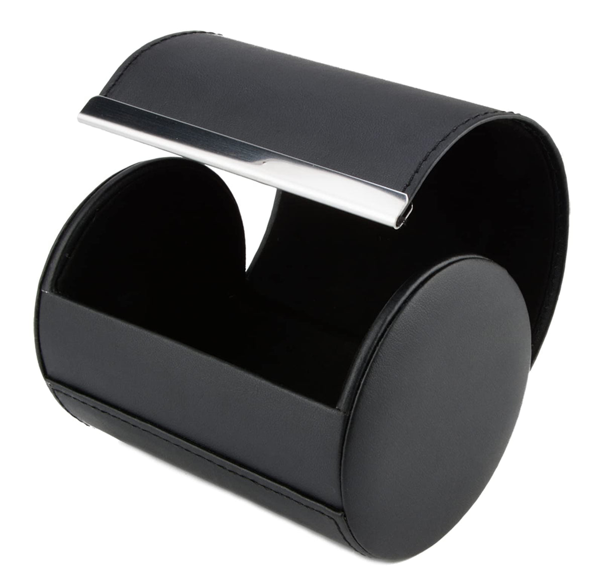 Iristide Neck Tie Box Formal Cylinder Men's Classy Necktie Travel Storage Case (Black)