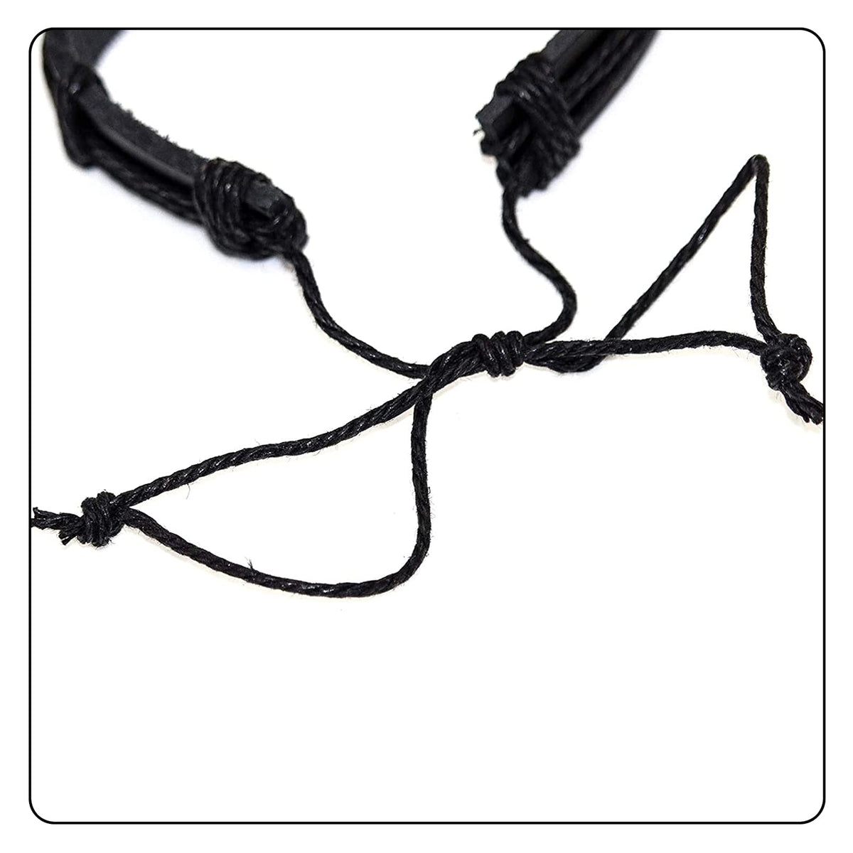 Fusamk Fashion Cross Tag Bangle Adjustable Leather Cuff Wristband Drawstring Rope Bracelet(Brown)