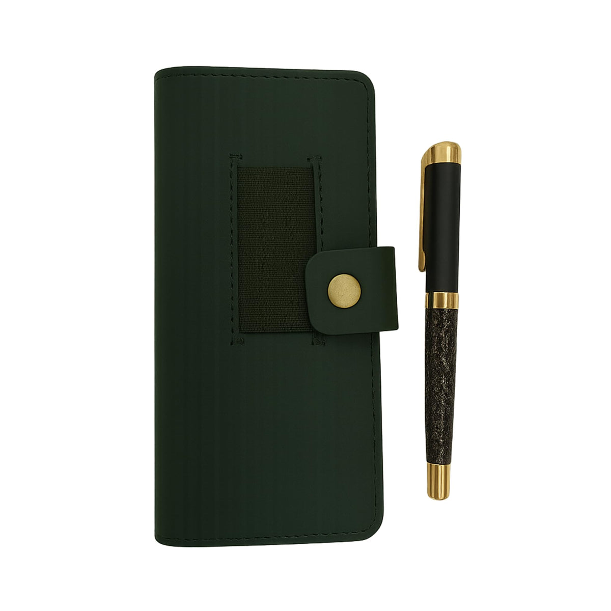 CestAntiQ, Distressed Leather Checkbook Cover with Pen Holder Full Grain Green Leather Check Book Cover for Personal or Duplicate Checks Executive Checkbook Wallet for Men Women Slim Gift Organizer