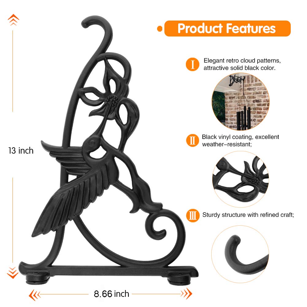 Heavy Duty Hanging Plant Brackets, 1pcs 13 Inch Iron Wall Mount Bracket Durable Rust-Resistant Hummingbird Plant Hanger Hook for Hanging Plants Bird Feeder Lantern Wind Chimes, Indoor Outdoor Decor
