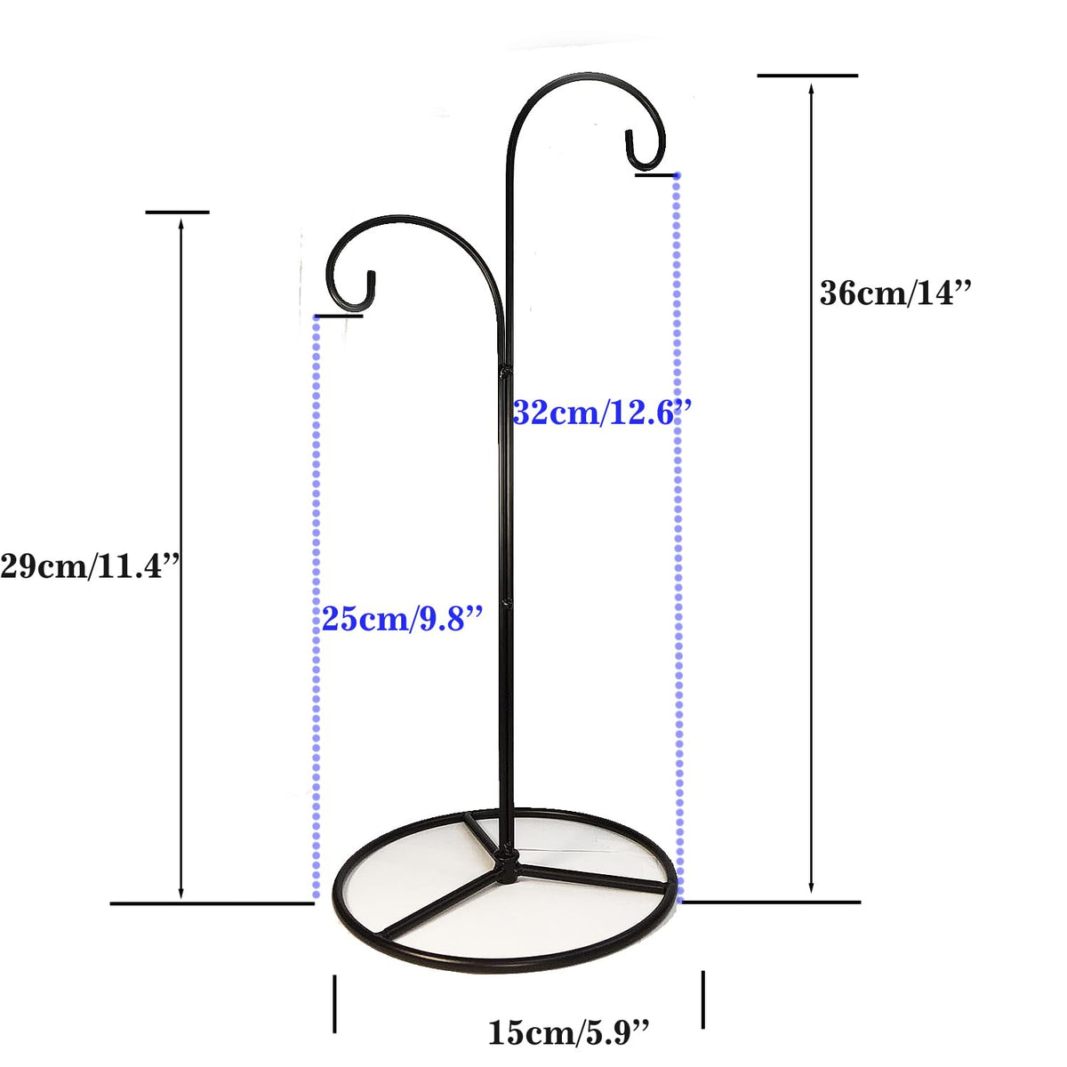 Ornament Display Stand Tall, 2 Pack Gift Ornament Holder with Hook Hanger for Christmas Halloween Decoration, Glass Witch Ball,Home Party Wedding Decor
