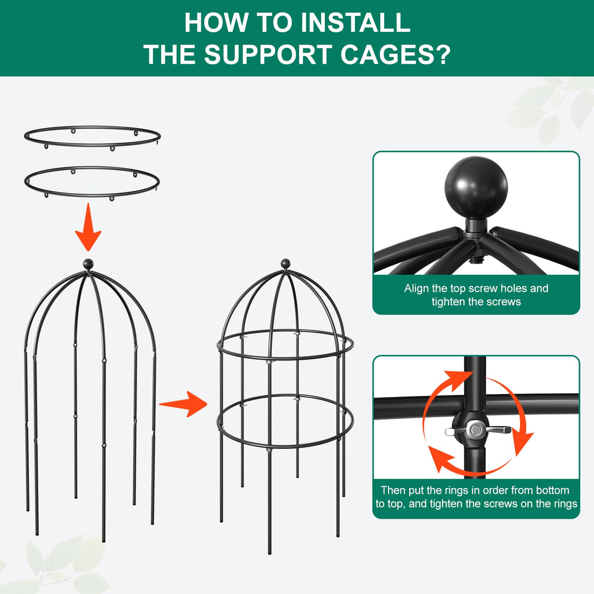 DoCred 3 Pack Plant Support, Plant Supports for Peonies Large Sturdy Grow-Through Steel Flower Support Trellis and Garden Decor | Best to Support Peonies, Baptisia, Sedum, Black