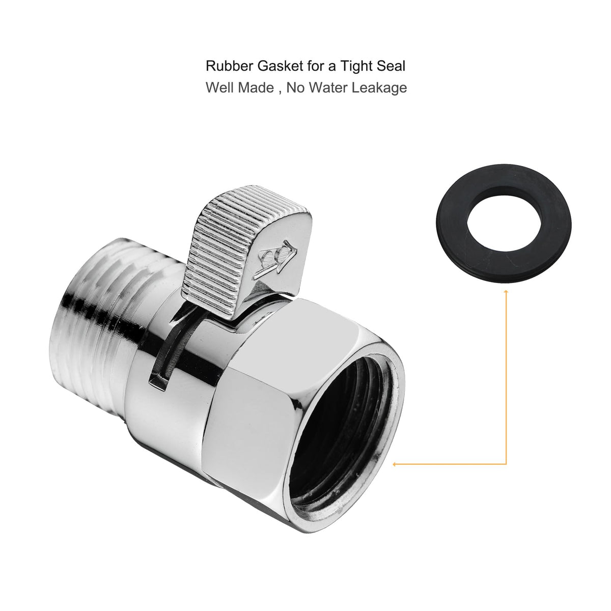 Chrome Water Flow Control Valve, G1/2" Shower Head Flow Control Valve, Brass Shut Off Valve for Handheld Shower, Water Pressure Regulator Replacement for Shower System