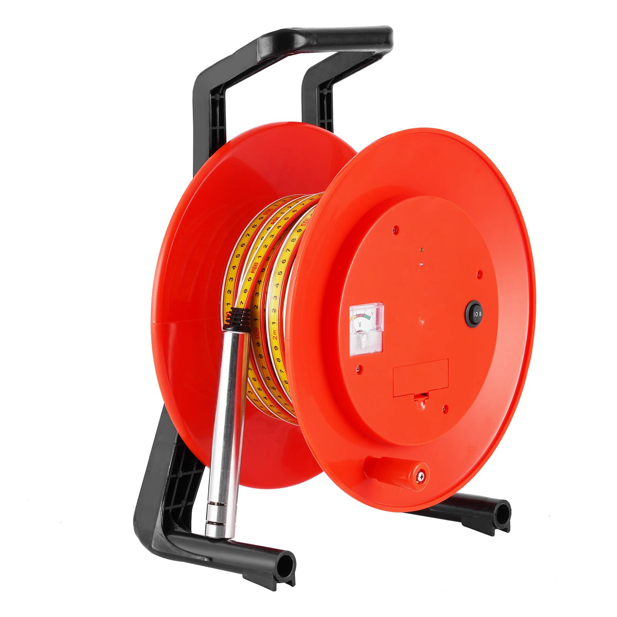 YJINGRUI 329ft/100m Water Level Meter, Water Well Measurement, Water Level Gauge with Fixed Probe and Steel Tape (Diameter 25mm Probe)