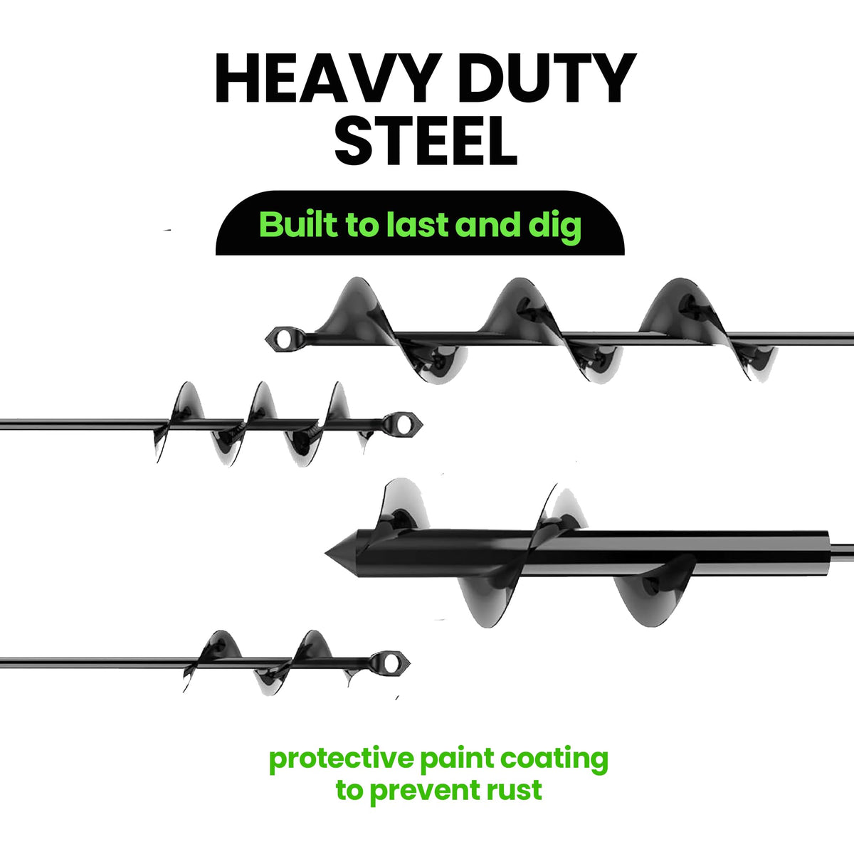 Auger Drill Bit for Planting 4 Pack – Garden Spiral Hole and Bulb Planter Tool for Umbrella Holes - Compatible with 3/8 Inch Hex Drive