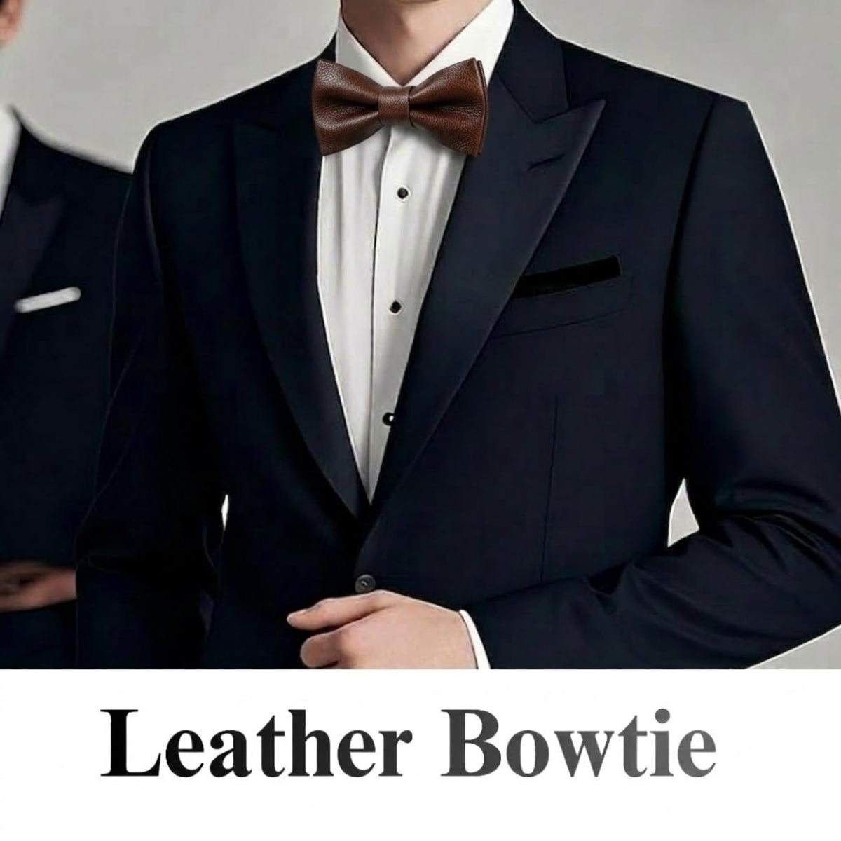 Handmade Genuine Lamb Leather Mens Bowtie Men - Skinny Solid Casual Business Wear Narrow Slim Bow Tie Party Wedding Gift (Espresso Brown, One Size)