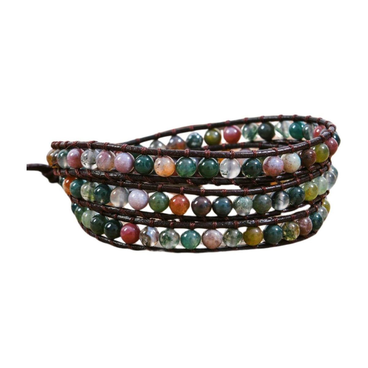 YGLINE Handmade Leather Wrap Bracelet Agate Wrap Adjustable Bead Bracelet
