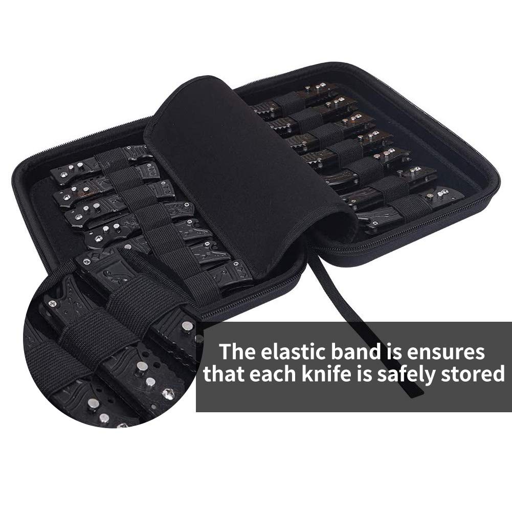 HERSENT Pocket Knife Display Case,Knife Storage Organizer,14 Slots Folding Knife Storage Case,Small Knife Collection Carrier Bag for Survival Tactical Outdoor EDC Mini Knife