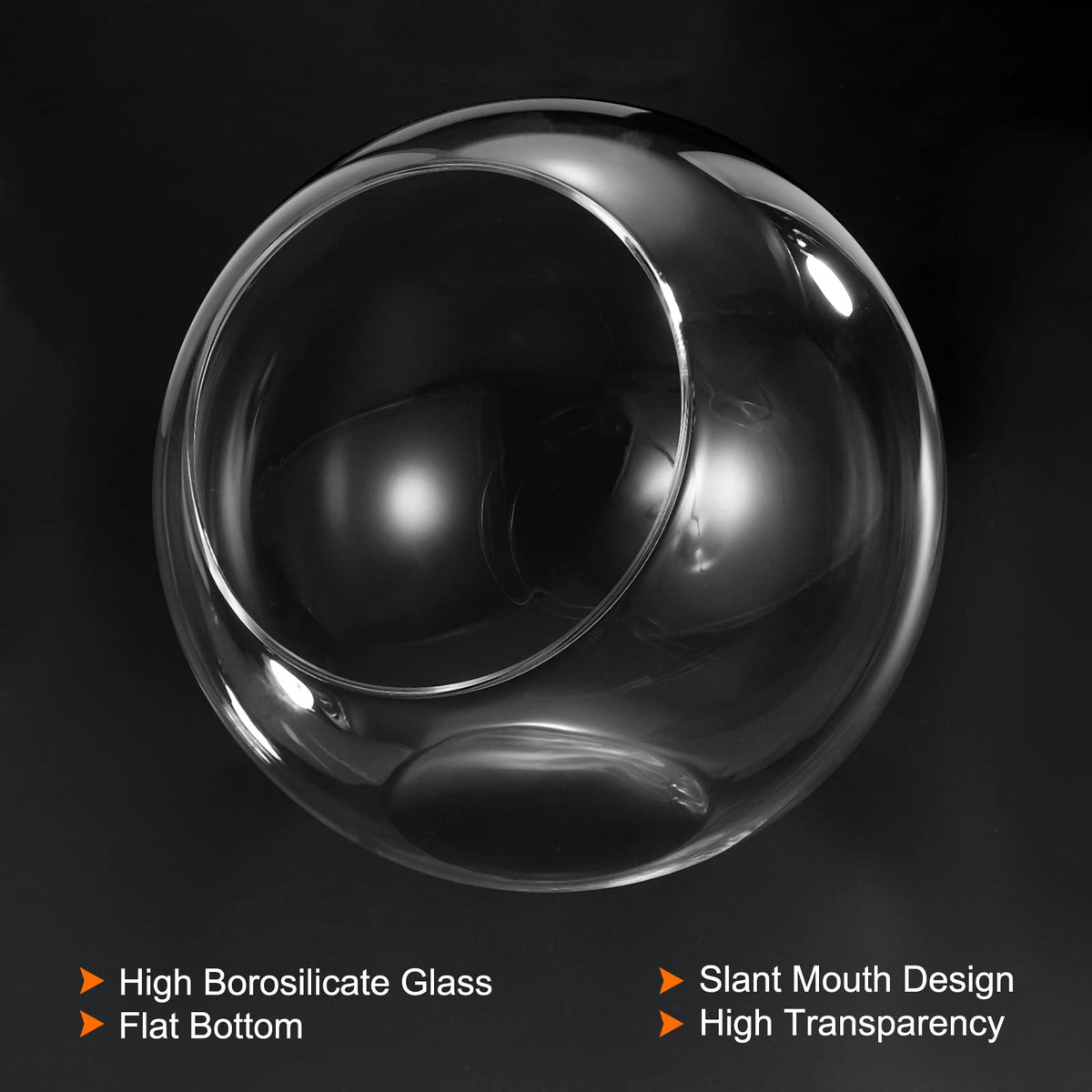 PATIKIL Round Globe Terrarium Air Plant Planter, 6.3 Inch High Borosilicate Glass Table Decorations for Succulent, Tillandsia, Clear