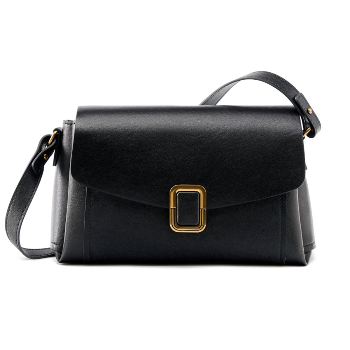 MoreFarther Genuine Leather Crossbody Bag for Women, Removable Satchel Adjustable Shoulder Bag (Black)