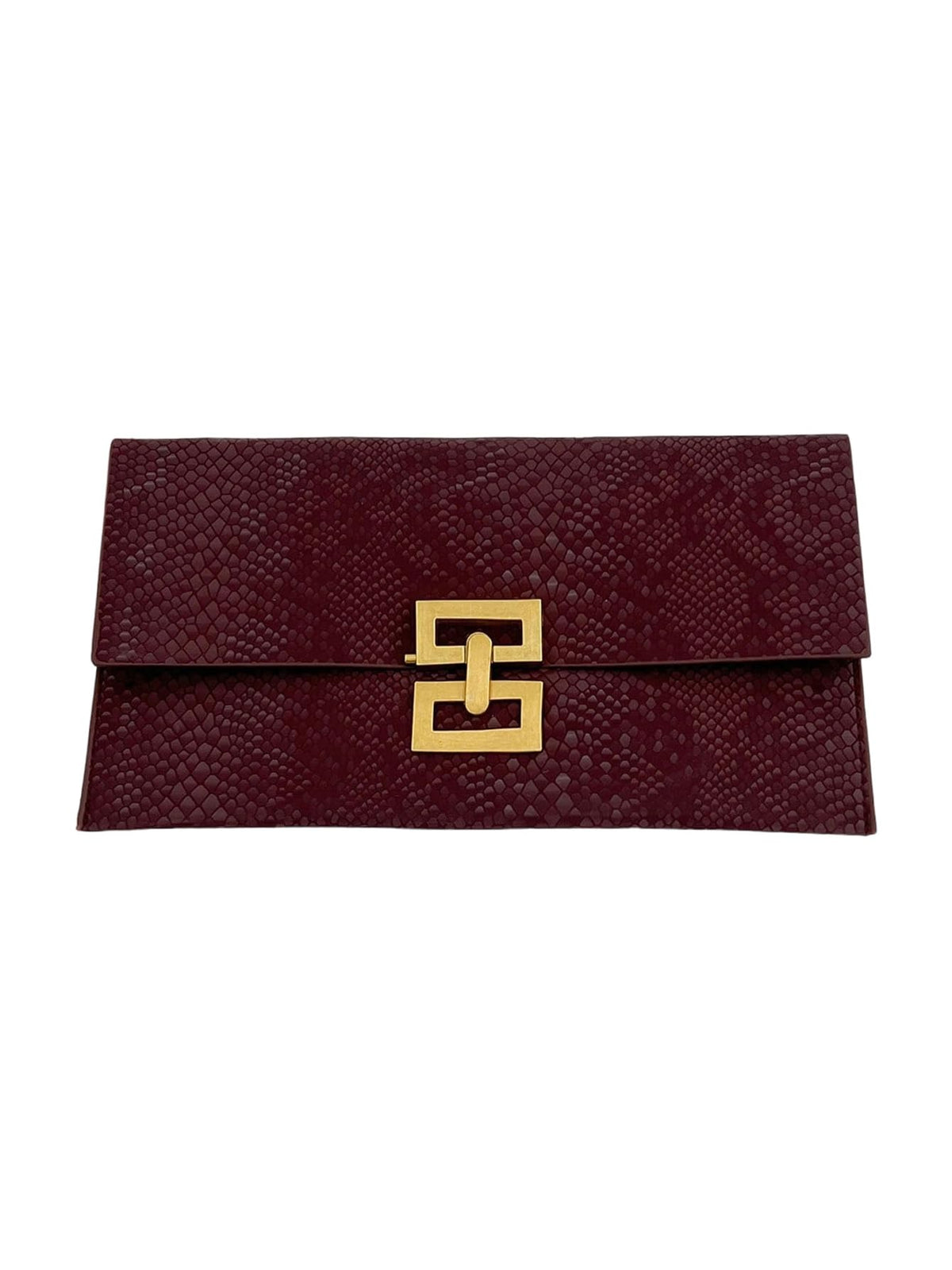 Verdusa Women's Clutch Evening Bags Trendy Envelope Handbags Metallic Purses Burgundy C One Size