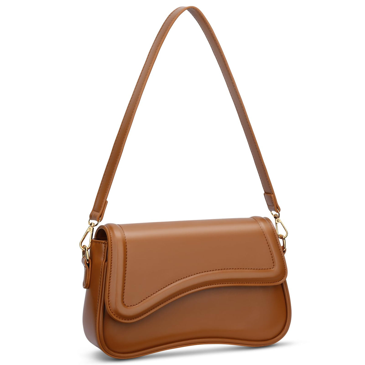 KKXIU Shoulder Bag for Women Small Clutch Purses Cute Hobo Handbag Trendy Underarm Bag-Brown