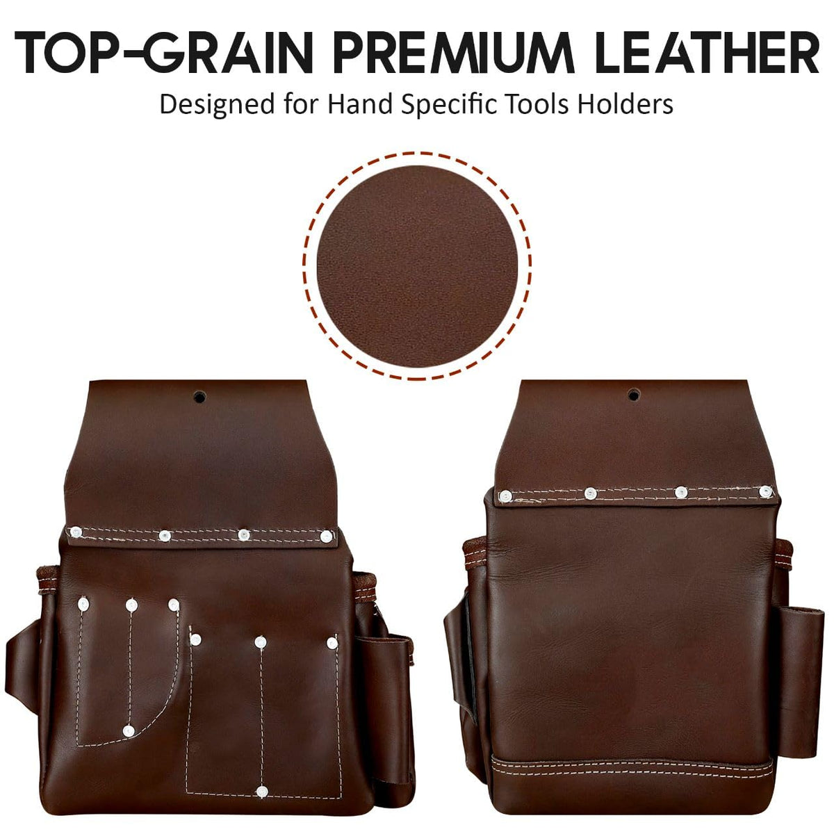 ABRIX Heavy Duty Tool Belt for Men – 4MM Thick Genuine Leather, Brass Buckle & Rivets | Foam Padded Comfort | 28-Pocket Carpenter & Framing Rig | Fits Waist 32 to 52 Inches | Professional Work Belt