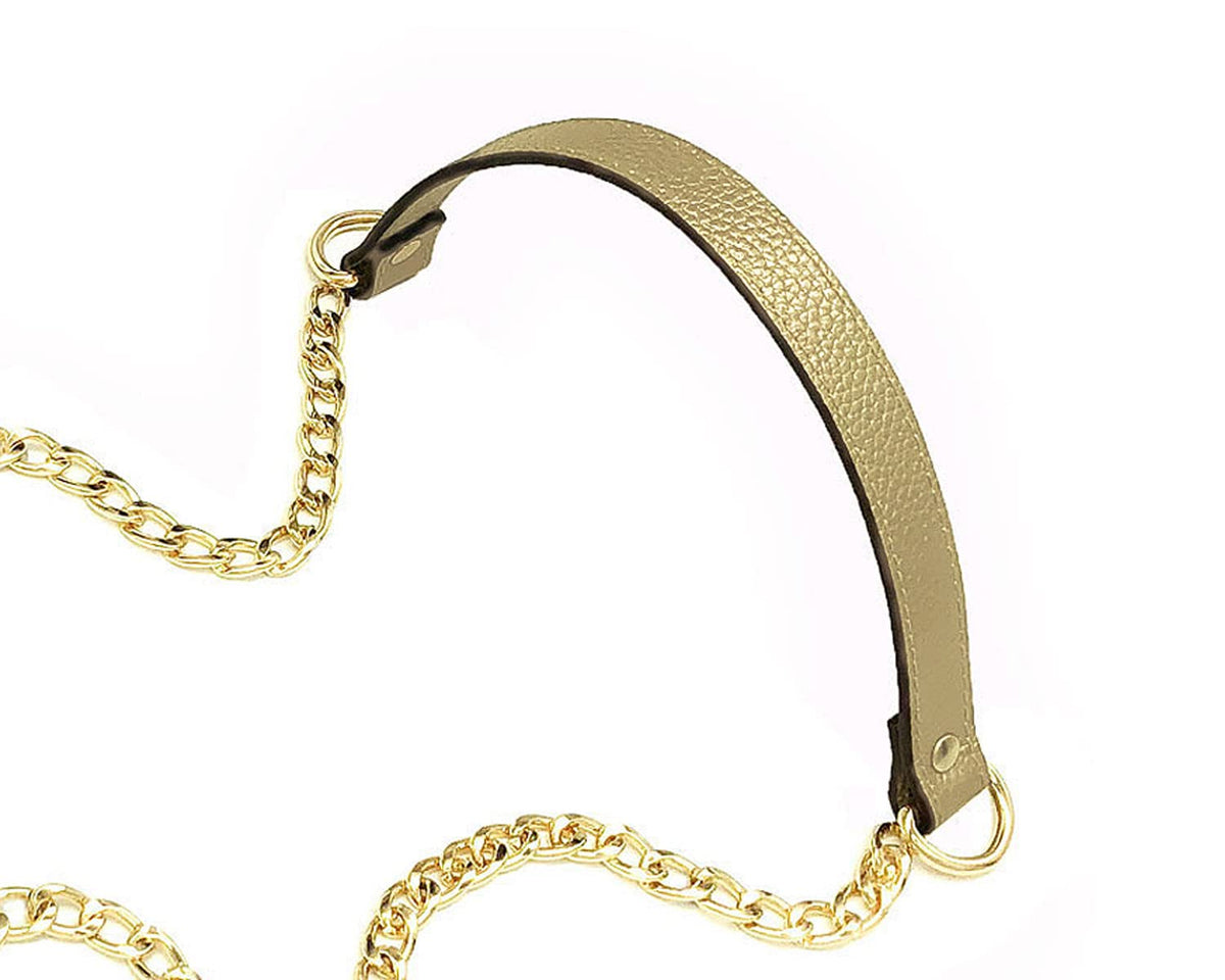 VanEnjoy Replacement Chain & Genuine Leather Shoulder Crossbody Strap (Gold)