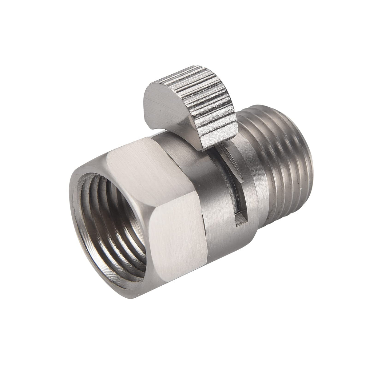 Brushed Nickel Water Flow Control Valve, G 1/2" Shower Head Flow Control Brass Shut Off Valve for Handheld, Water Pressure Regulator Replacement for Shower System