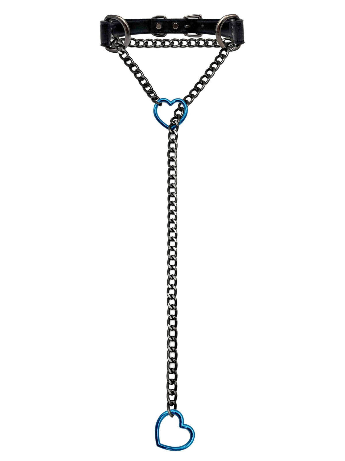 EverGlimp Black Leather Choker Collar For Women, Handmade Heart Slip Chain Choker Long Necklace with Adjustable Buckle