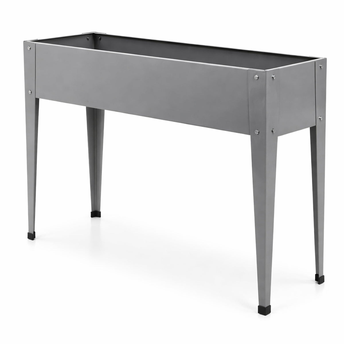 Gardzen Elevated Garden Bed Outdoor, Metal Herb Planter Box with Legs, Galvanized Steel Raised Planter, Drainage Hole, Easy Assembly Standing Planter for Patio Balcony Backyard, 40x12x31 in