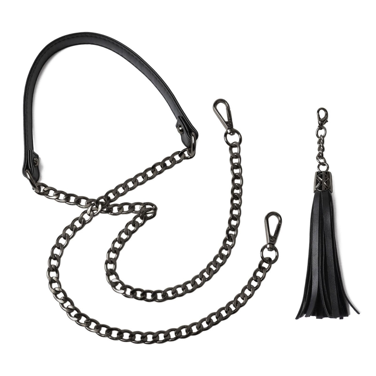 BEAULEGAN Lightweight Purse Leather Chain Strap Replacement for Shoulder and Crossbody Bag, 51 Inch Long(Black/Gunmetal)