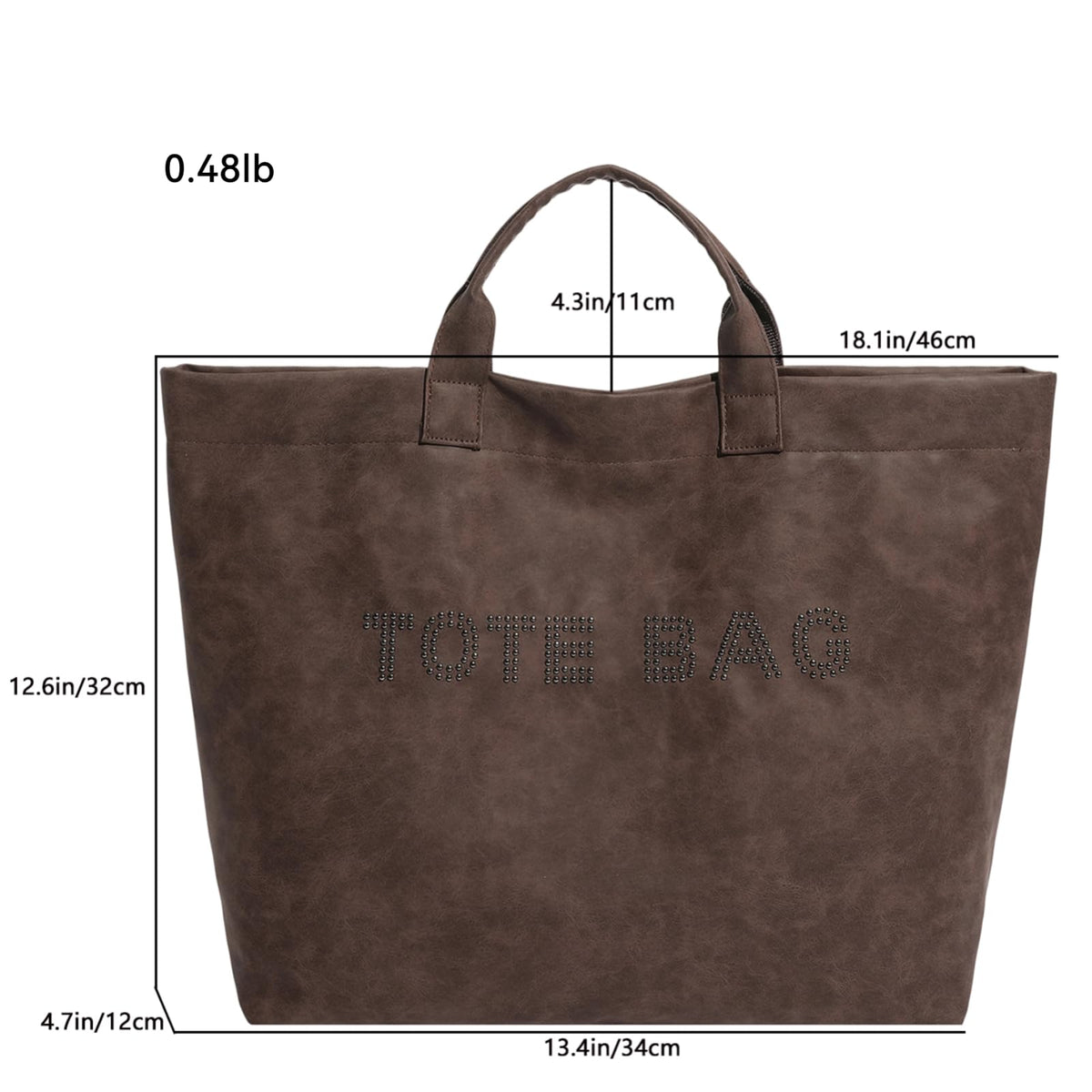 QCXBD Large Tote Bag for Women PU Leather Tote Purse for Work Travel Hobo Bag Vegan Leather Handbag (Coffee Brown_1)
