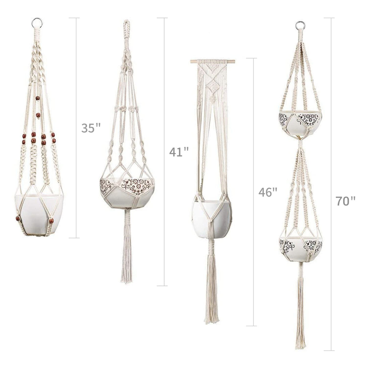 Mkono Macrame Plant Hangers and Ceiling Hooks Set of 8 Indoor Hanging Planter Basket Wall Decorative Flower Pot Holder for Indoor Outdoor Home Decor Gift Box