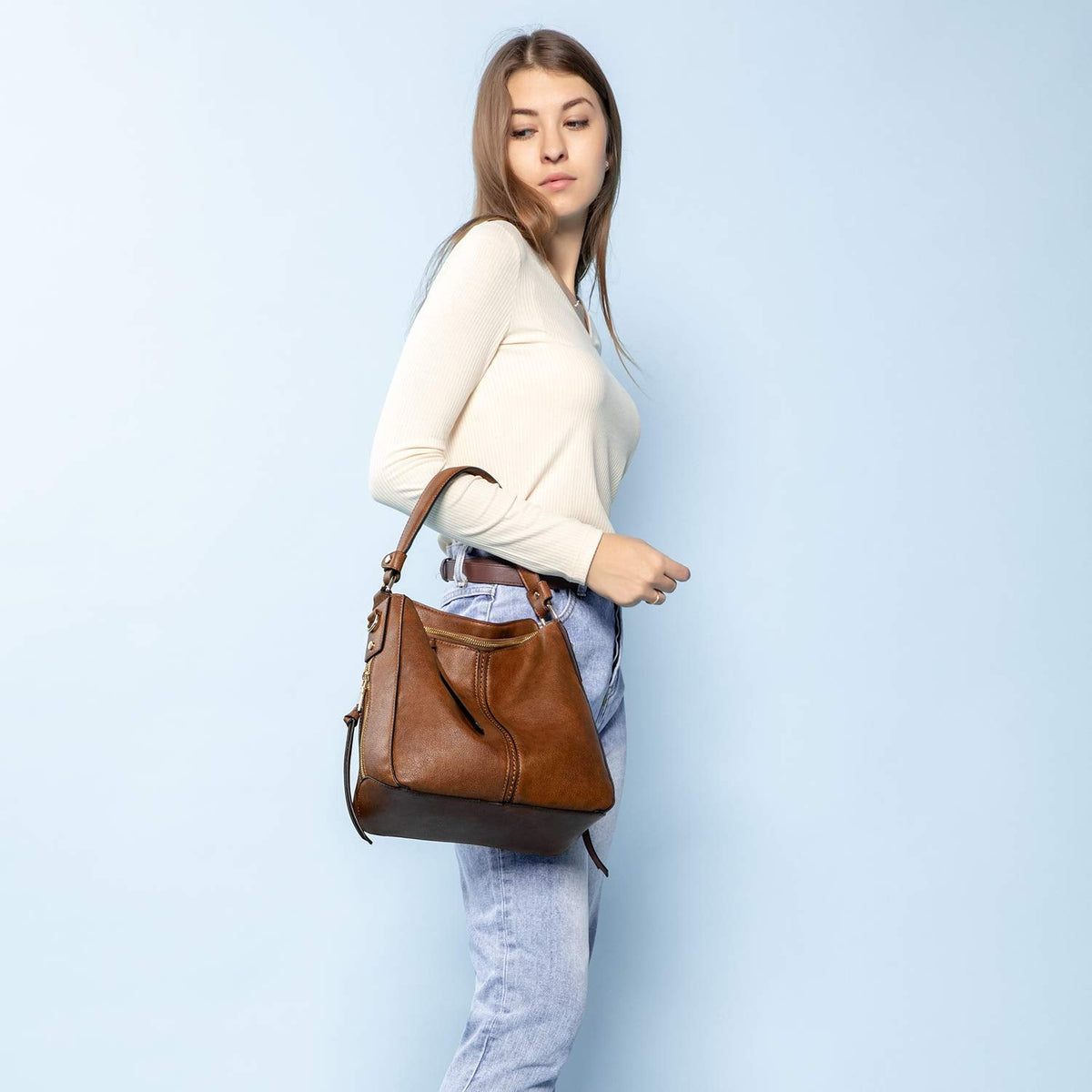 Handbags for Women Large Designer Ladies Hobo bag Bucket Purse Faux Leather