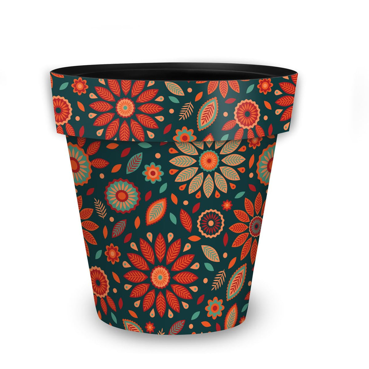 Briarwood Lane Orange and Teal Medium Floral Planter