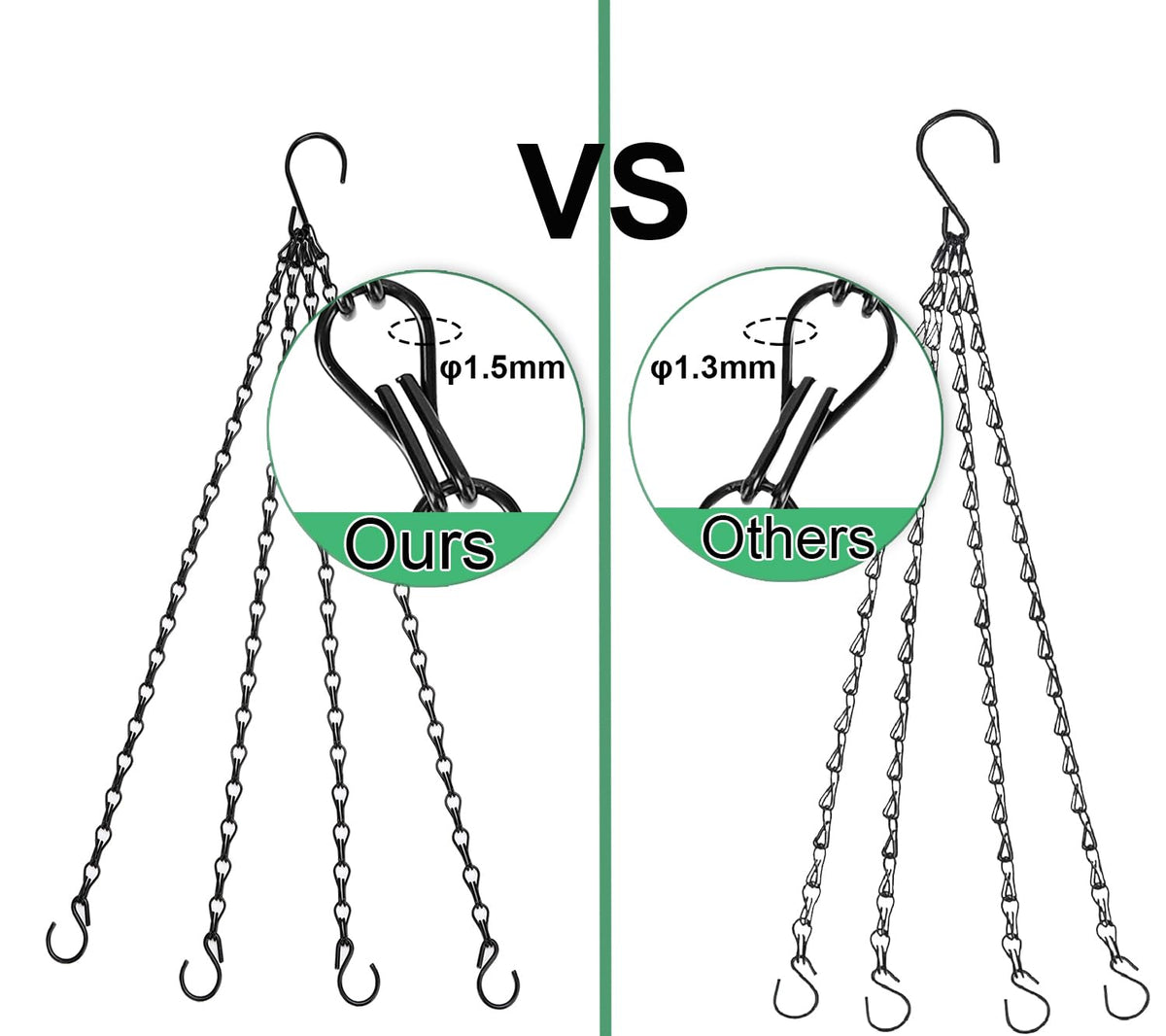 Heybe Hanging Baskets Chains 23 Inches 4 Leads Hanging Chains Flower Pot Hanger Replacement Plant Hangers for Planters and Lanterns, Pack of 3 (4 Legs)