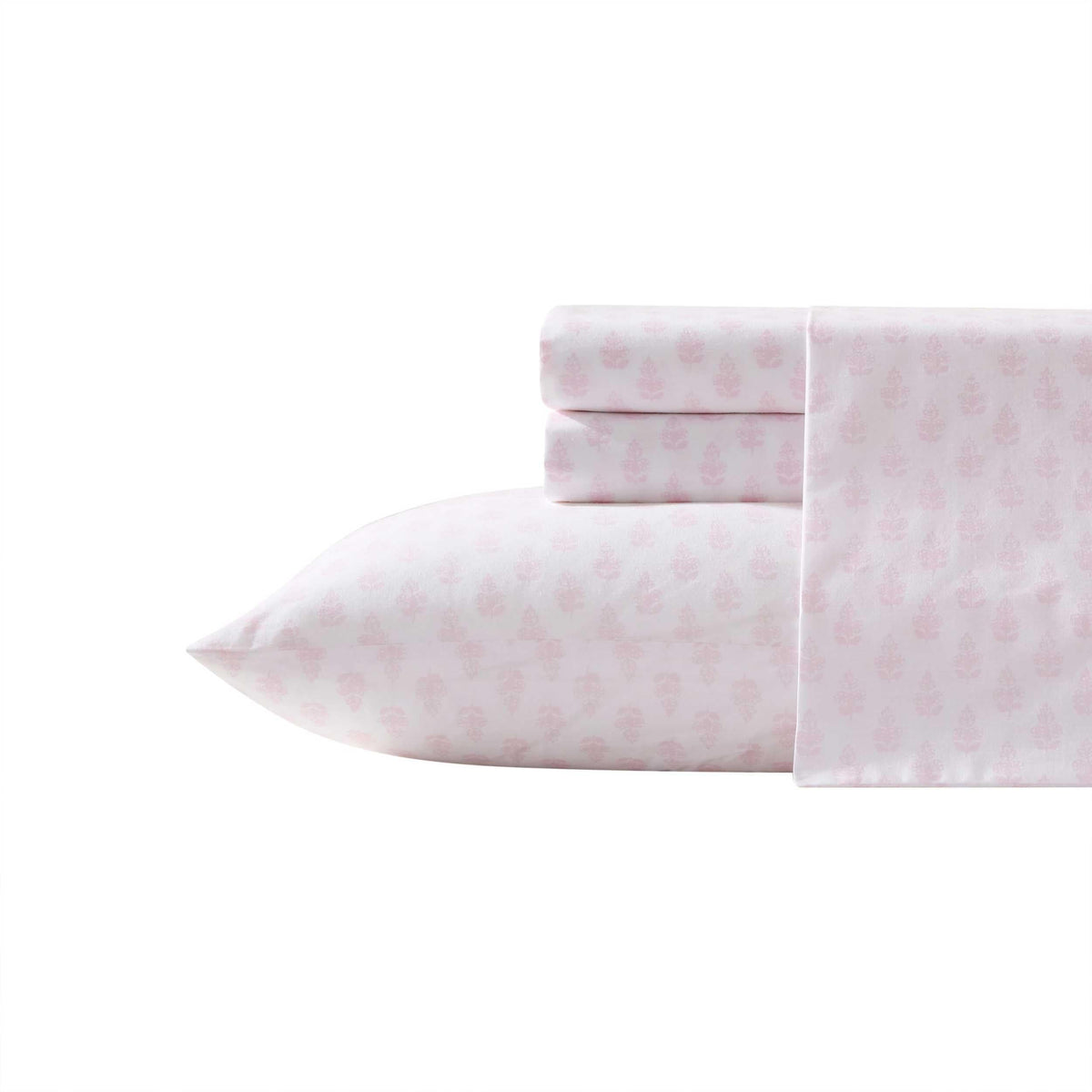 Laura Ashley - King Sheets, Lightweight & Breathable Cotton Percale Bedding Set with Matching Sham(s), Oeko-Tex Certified (Francesca Pink, King)