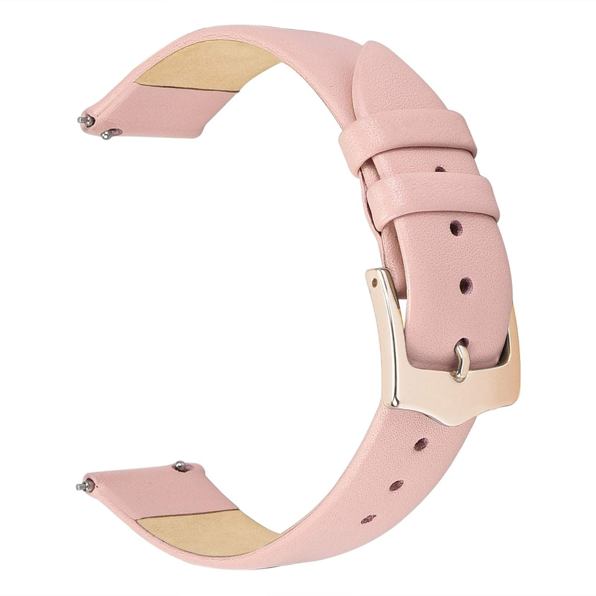 EACHE Women Pink Leather Watch Bands Quick Release 12mm Thin Leather Watch Straps for Ladies With Rose Gold Buckle
