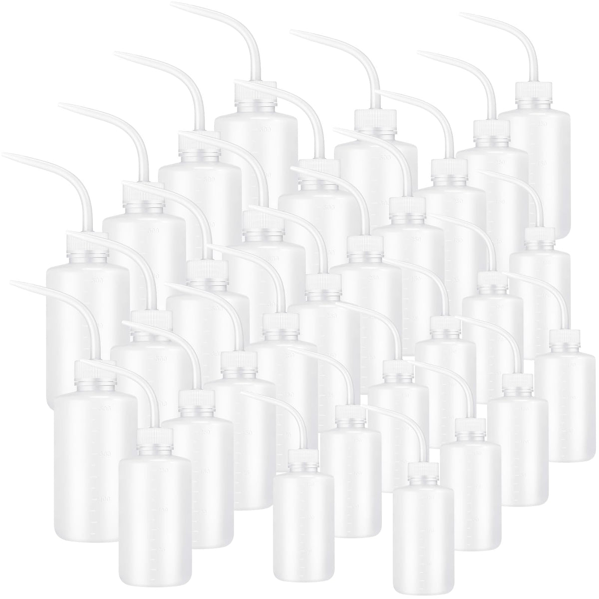 Dandat 30 Pcs Tattoo Squeeze Bottle, Lab Wash Bottle Plastic Safety Water Squirt Lash Rinse Cleaning Succulent Watering Irrigation Bottles for Indoor Plants (150ml，250ml，500ml,White)