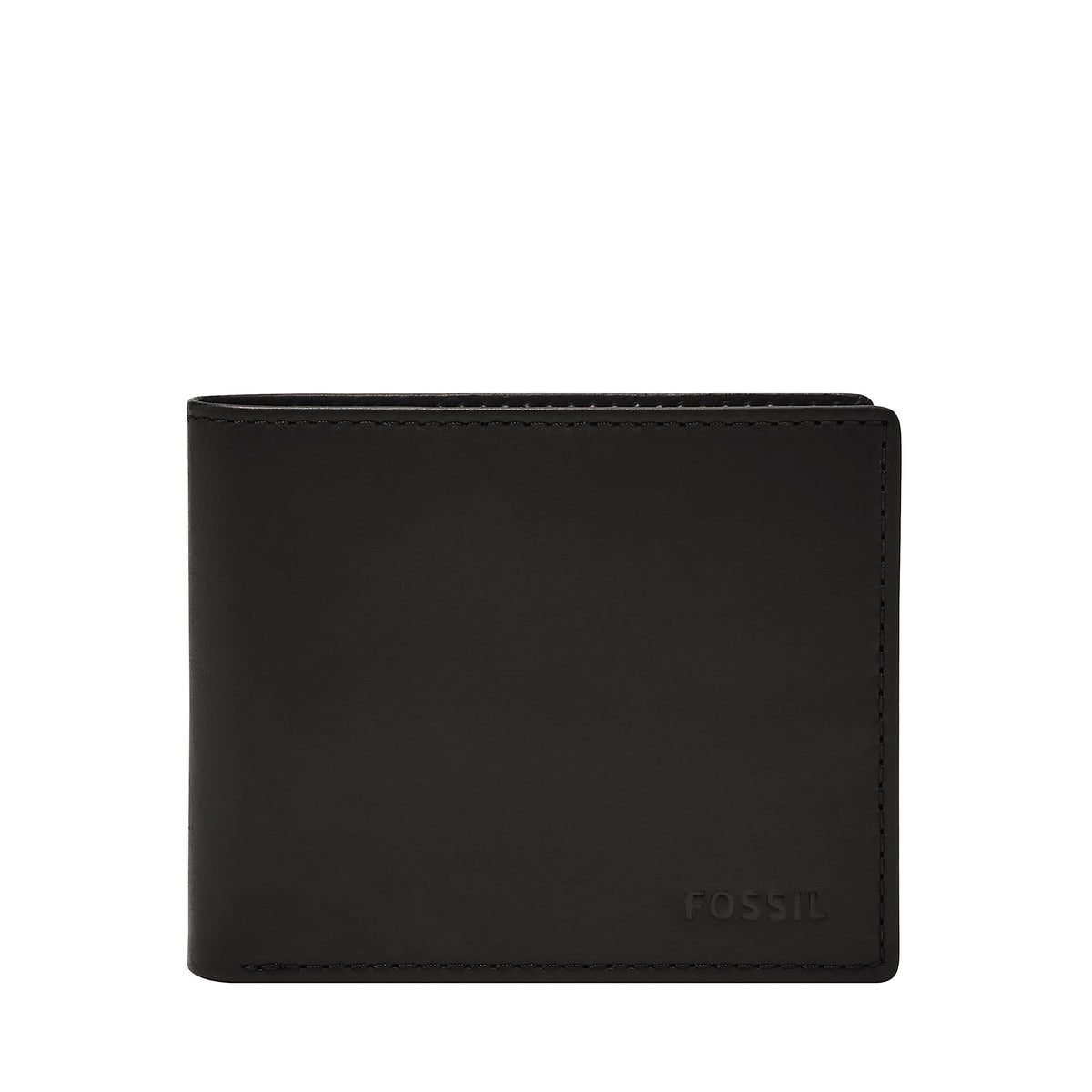 Fossil Men's Wallet, Derrick Leather RFID-Blocking Wallet, Bifold with Flip ID, Black