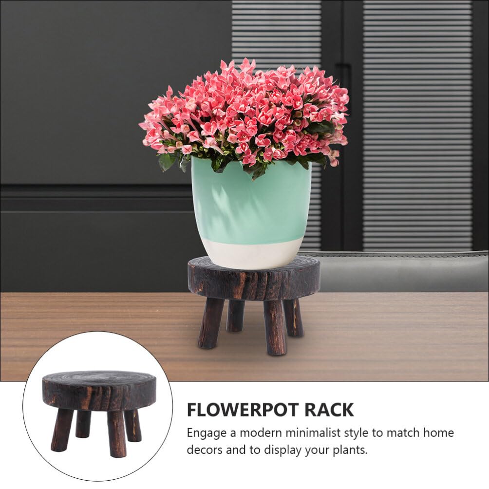 Cabilock Solid Wood Flowerpot Rack 6.69X6.69X3.54 Inch Indoor Plant Stand Decorative Rack for Balcony Garden Living Room with Rustic Natural Finish
