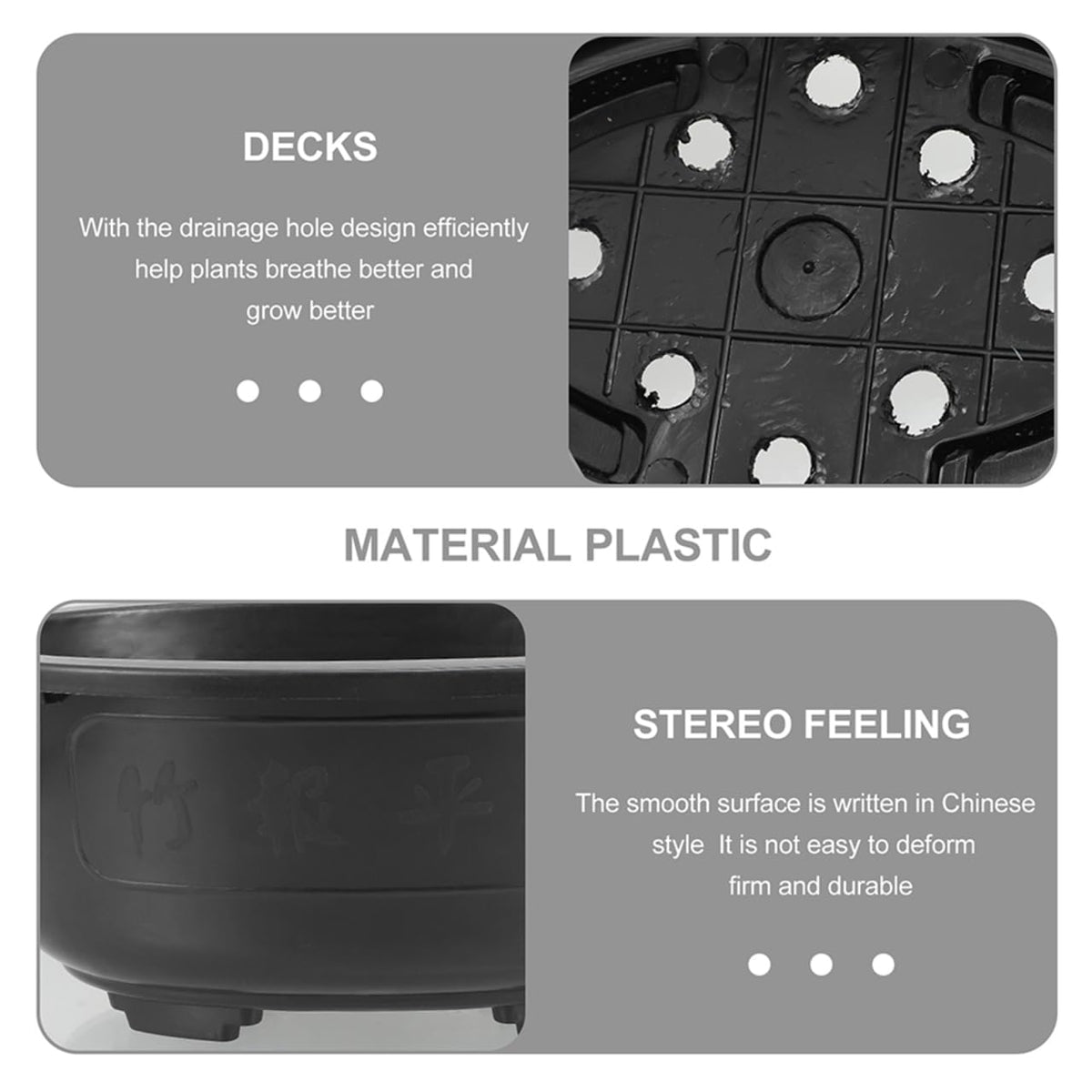 ERINGOGO 2 PCS Bonsai Training Pots, 17'' Bonsai Plants Growing Pot Plastic Oval Planter with Drainage Hole, Large Deep Flower for Nursery, Garden, Balcony