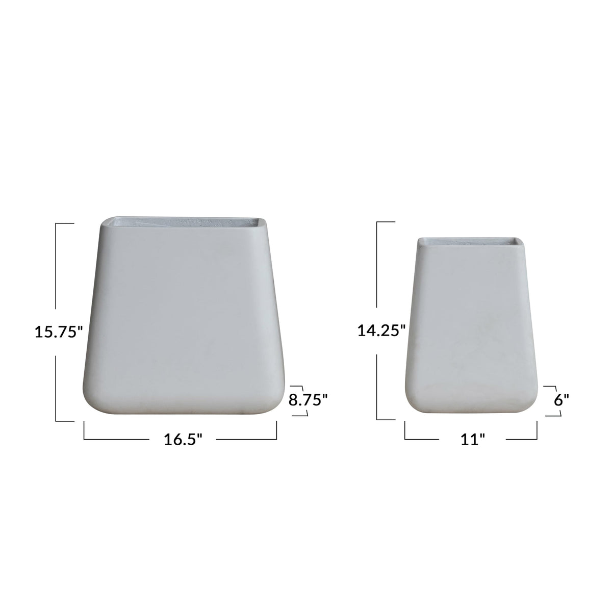 Creative Co-Op 2-Piece Cement Composite Square Planters, White