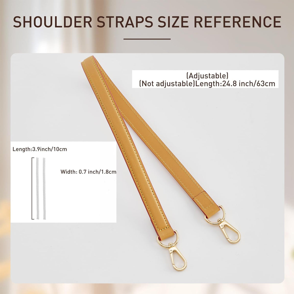Doxo Genuine Vachetta Cowhide Leather Shoulder Strap - 0.7'' Width 24.8'' Length Short Replacement Straps Compatible with LV Graceful Tote, Speedy, Alma & Dauphine Bags (Beeswax)