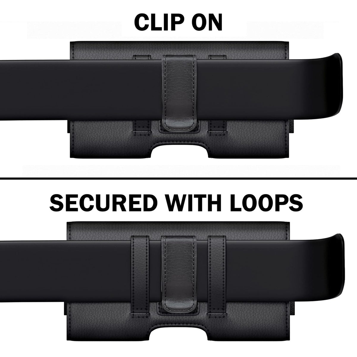 Meilib Cell Phone Belt Holder with Clip, Holster for Men, Premium Cellphone Pouch Case for iPhone 17, 16e, 16, 15, 14, 13, 12, 11 & Pro Models, (Fits with Otterbox Commuter Case on), Black