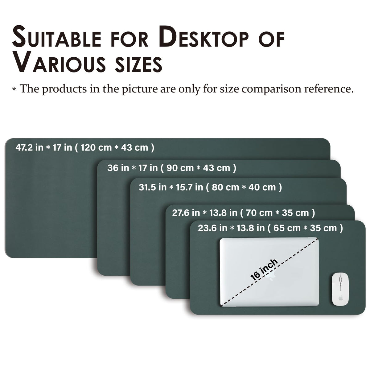 Large Desk Mat - 47.2"x 17" Non-Slip PU Desk Pad for Office and Home - Ideal for Large Mouse Pad and Desk Mats on Top of Desks(Dark Green)