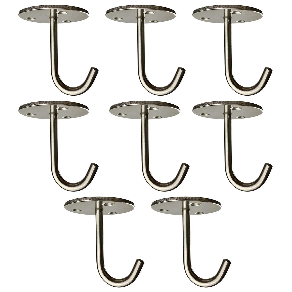 MIMOBEI Stainless Steel Heavy Duty Ceiling Hooks - 60LBS Load Bearing, No Drill for Wood - Wall/Ceiling Mount Hooks for Kitchen, Garage - Hang Pots, Tools, Plants, Projector Screens