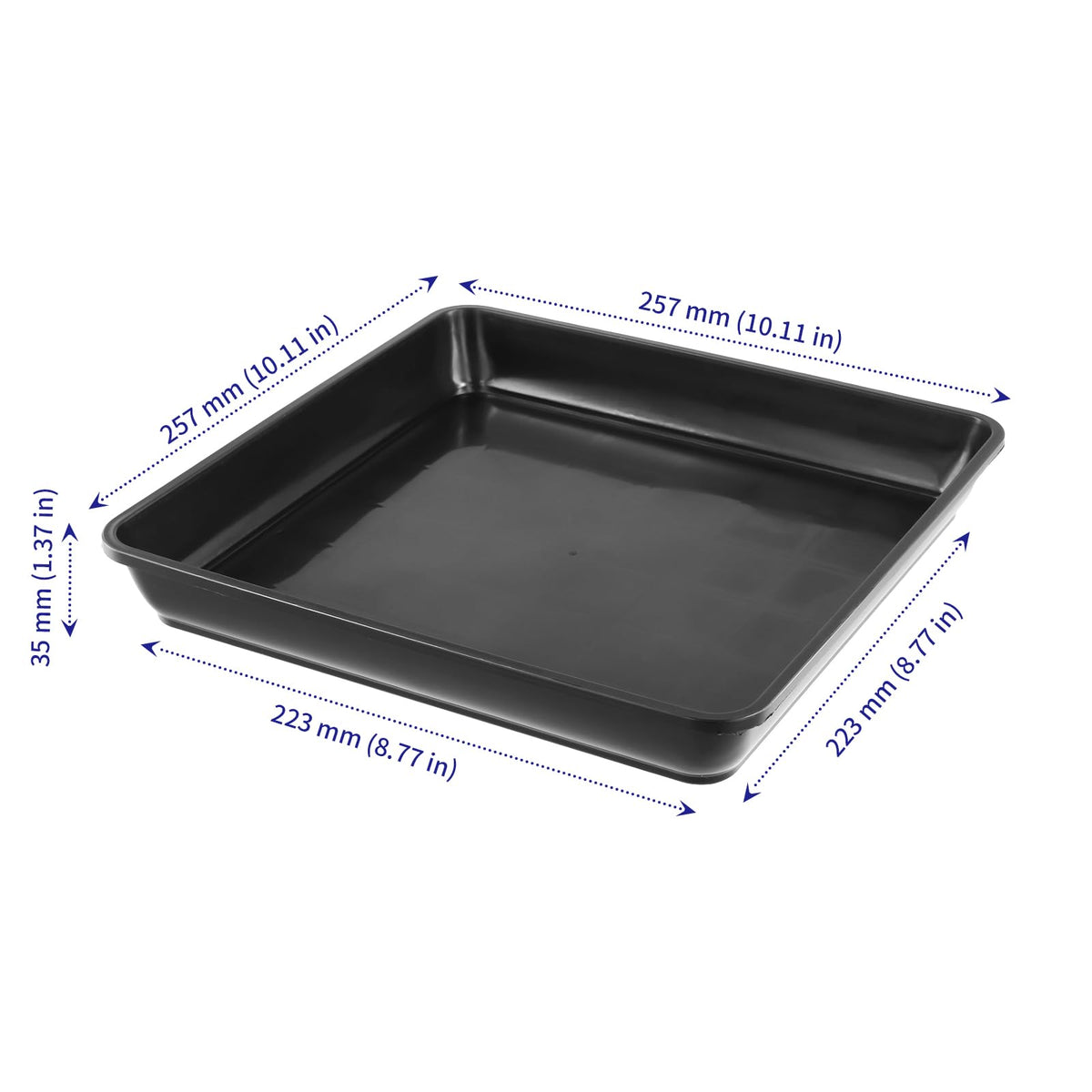SOUJAP 20 Pack Black Square Plant Saucer, 8.7 Inch Inner Flower Pot Drip Tray for Outdoor Indoors,10 Inch Outer