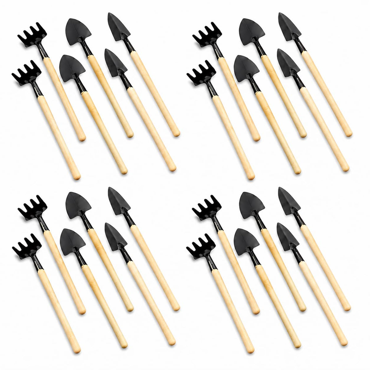 Garneck 8 Sets Mini Gardening Tools with Metal Rake Trowel and Shovel - Succulent Potting Planting Kit for Indoor - Small Gardening Tools for Cultivating Weeding Transplanting