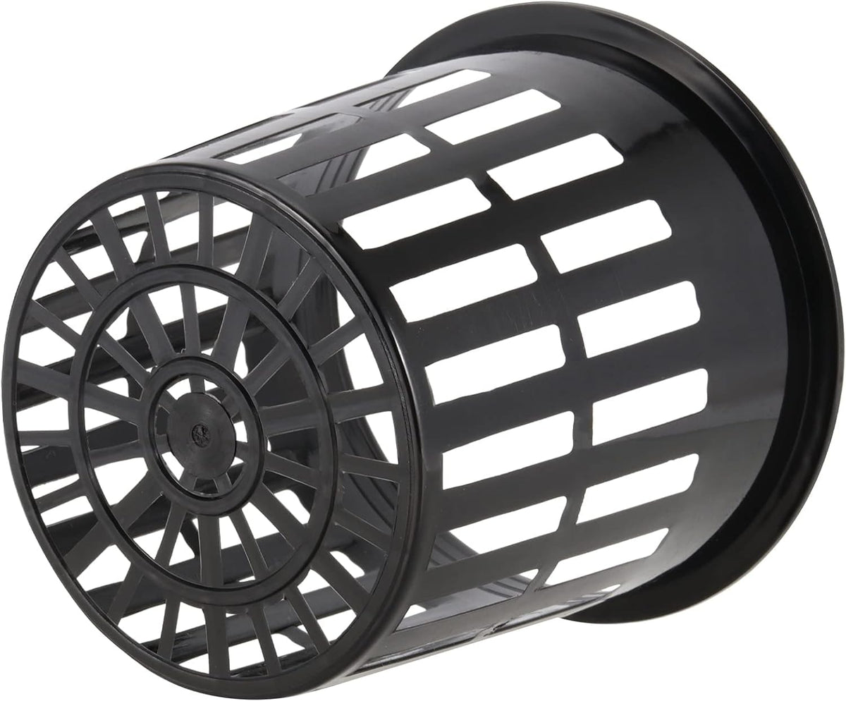 MUKLEI 50 Pack 4 Inch Plastic Net Cups, Hydroponic Cups Mesh Pots with Pen and 50pcs Plant Labels Slotted Mesh Cup Plant Net Cups Wide Lip Bucket Baskets for Indoor or Outdoor Growing
