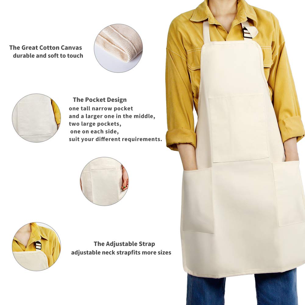 FreeNFond Kids Apron Adjustable Child Apron with 4 Pockets for Baking Painting