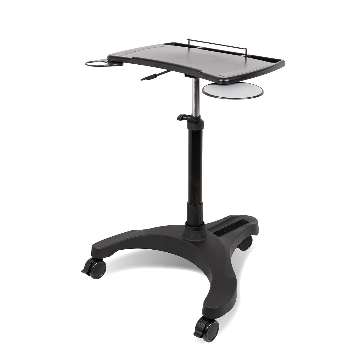 EHO Mobile Laptop Standing Desk Carts on Wheels with Stationery Storage, Pneumatic, Height Adjustable Rolling Stand, Sit to Stand Computer Cart, Workstation for Home, Office, Medical and School