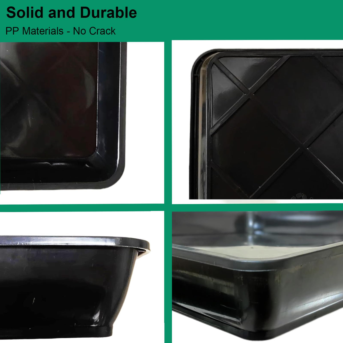 Tectsia Square Plant Saucer 10 Inch 5 Pack, Planter Trays for Flower Pots, Plant Water Catcher Drip Dishes, Plastic Bottom Watering Plates Indoors and Outdoors - Black