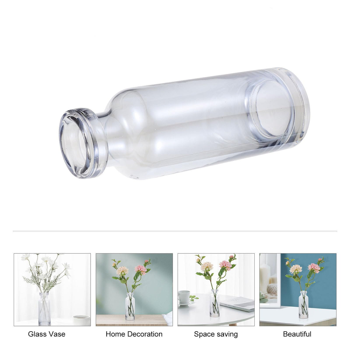 Alipis Hydroponic Plants Vase Narrow Mouth Glass Planter Ocean Blue Desktop Terrarium Home Decoration