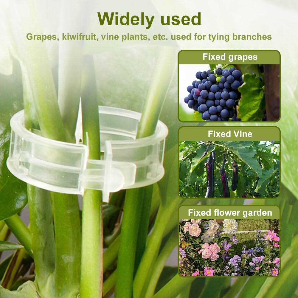 Plant Support Clips Reusable Garden Clips, Secured Plastic Plant Clips, Tomato Support Clips for String Trellis for Climbing Plants Outdoor Indoor Plant Flowers Stem Vine Fixing Clips (300, White)